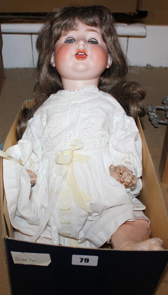Schoenau & Hoffmeister bisque head toddler doll, no. 165, composition body (some wear)